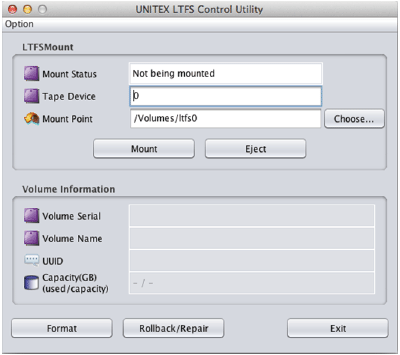 UNITEX LTFS Control utility