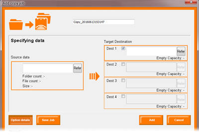 Copy job screen