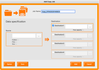 Copy job screen