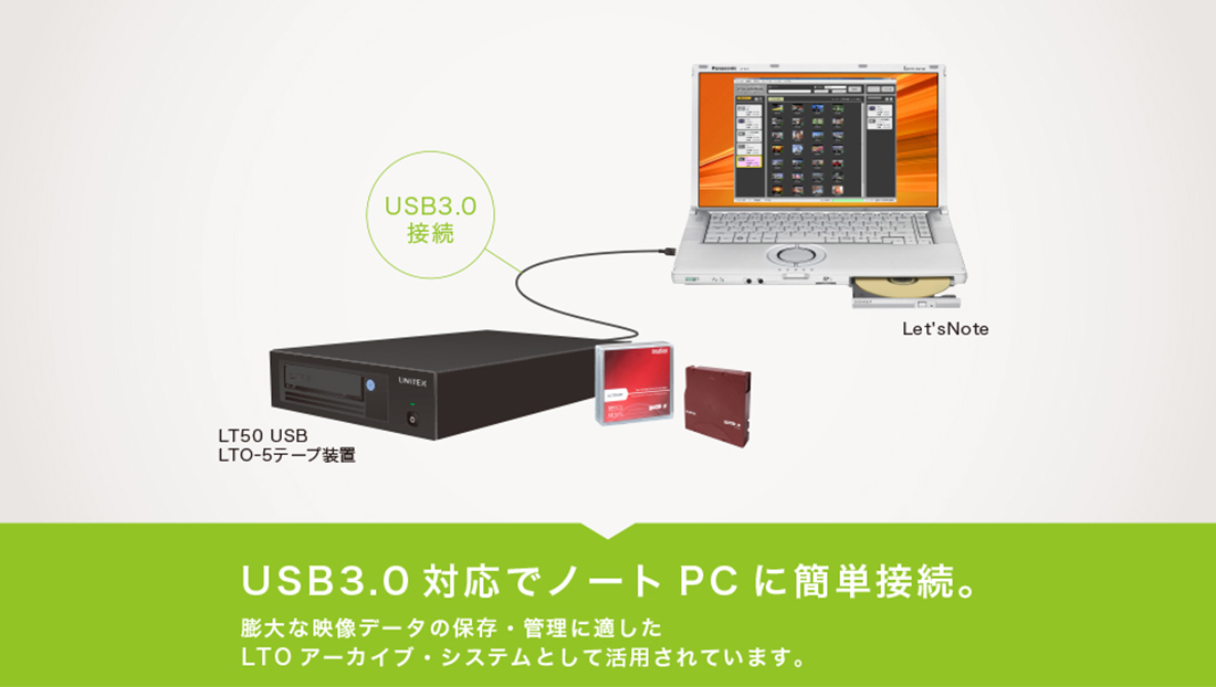 USB 3.0対応でノートPCに簡単接続